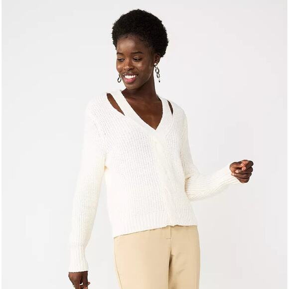 NWT Nine West Twist-Front Cutout Sweater sz S - Picture 1 of 3